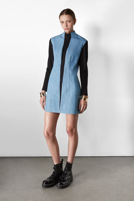 Denim Contrast Dress